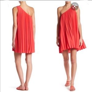 Trina Turk Syla Pleated One shoulder dress NWT